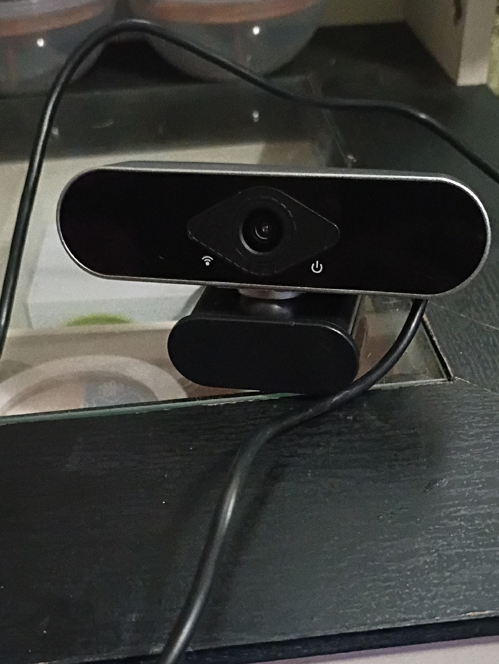 Black USB Desktop Webcam with Built-In Microphone